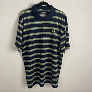 Under Armour Mens Polo Shirt 2XL Loose Fit HeatGear striped Performance Golf